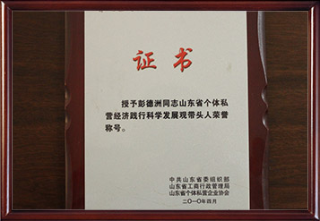 2008年山東省個體私營經(jīng)濟踐行科學發(fā)展觀帶頭人