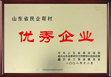 2008年山東省民企幫村優(yōu)秀企業(yè)